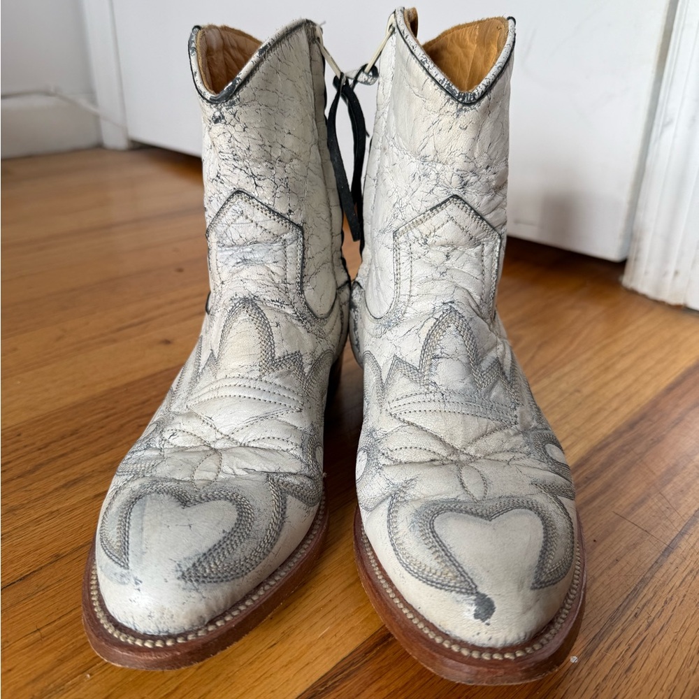 White Cowboy Ankle Boot Handmade in Mexico